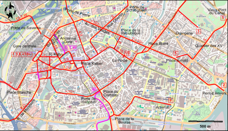 Strasbourg 1930 urban tram map