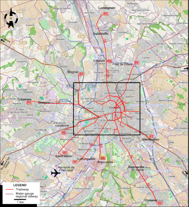 Toulouse 1938 tram map