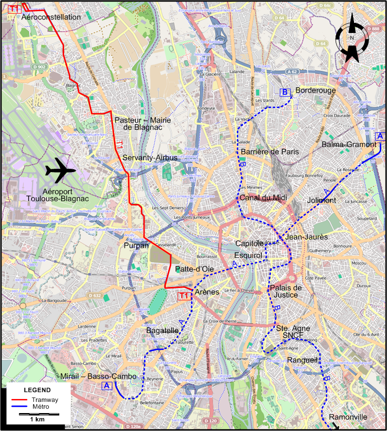 Toulouse 2010 tram map