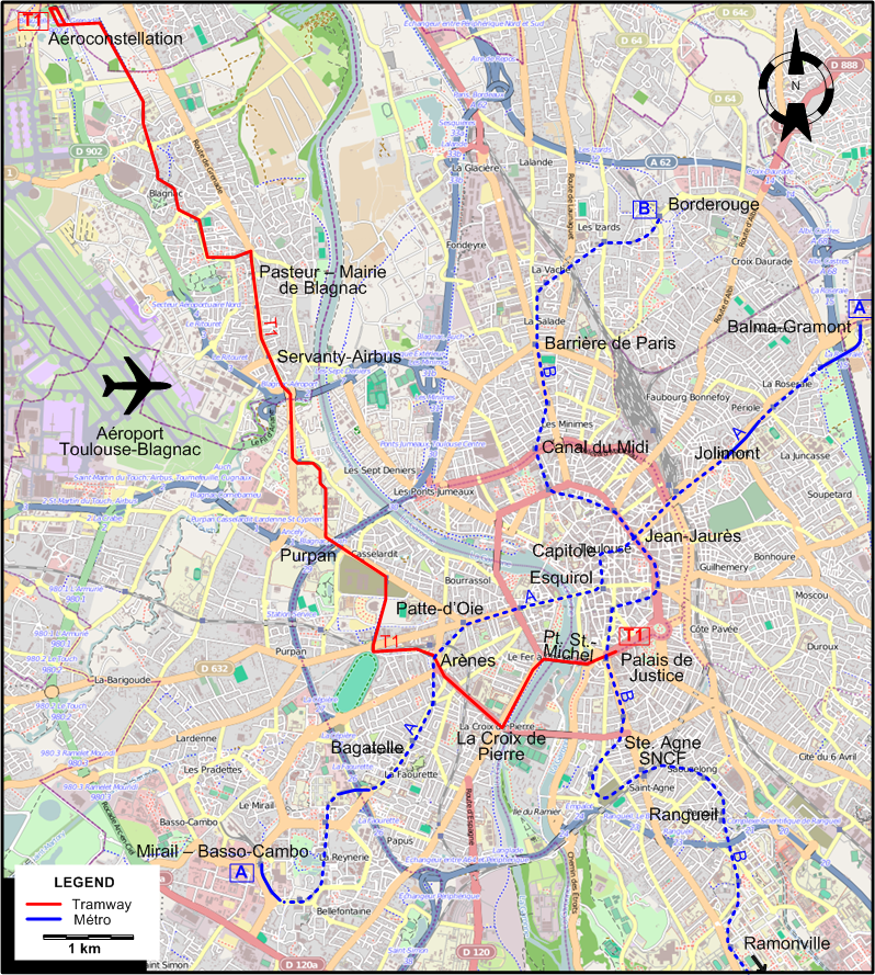 Toulouse 2013 tram map