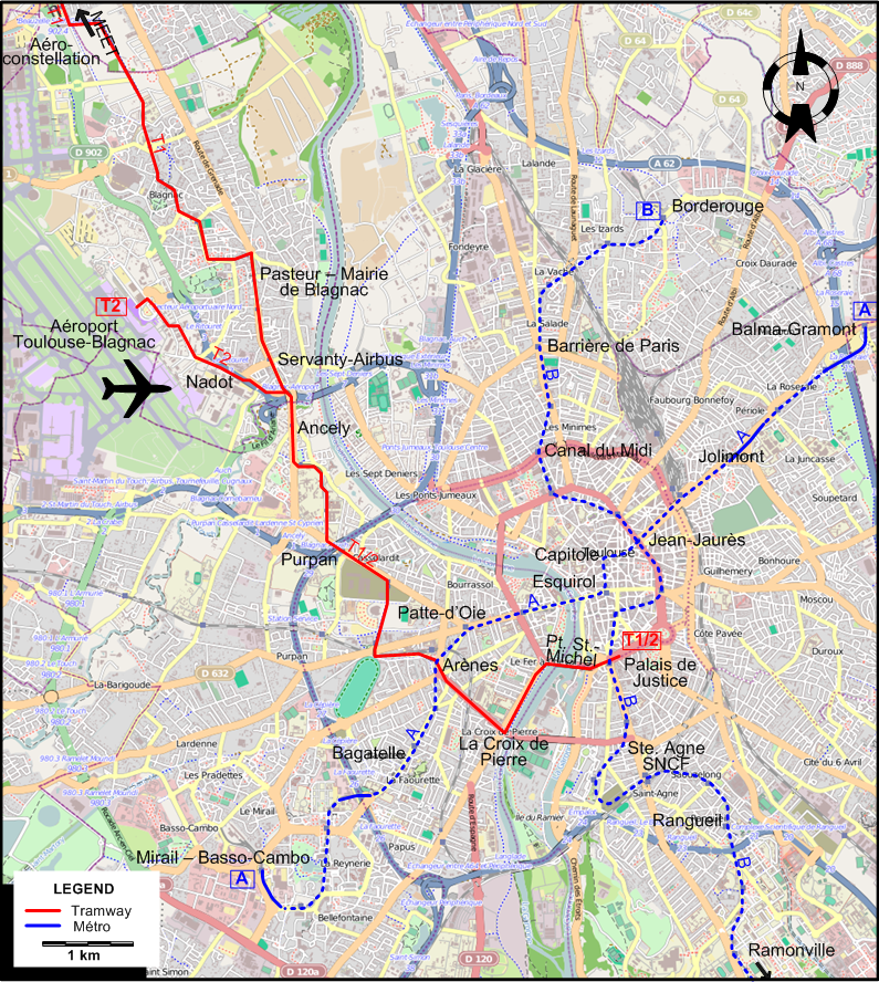 Toulouse 2020 tram map