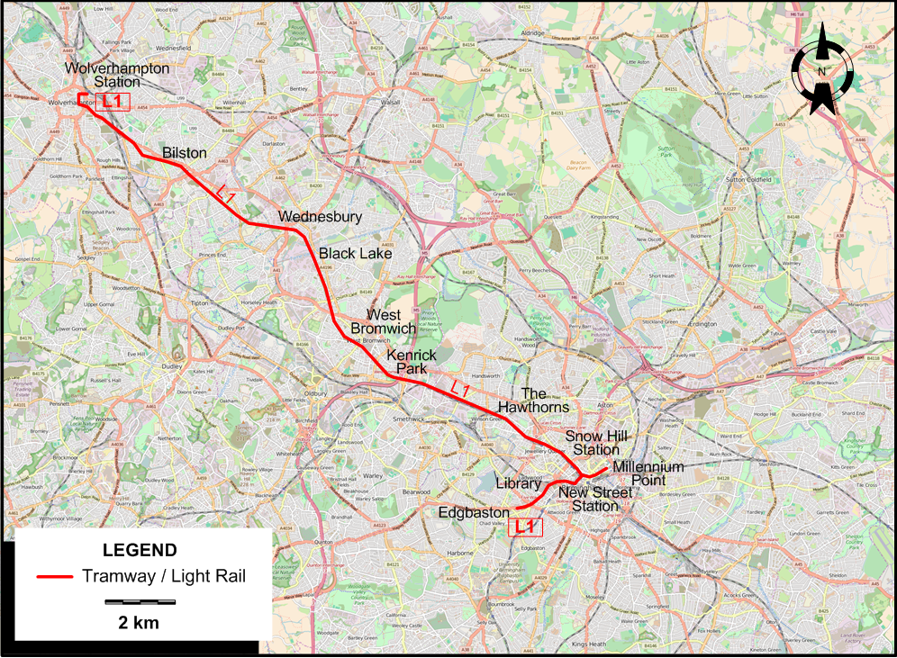 Birmingham 2026 tram map