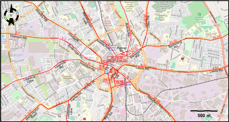 Bradford 1931 central tram map