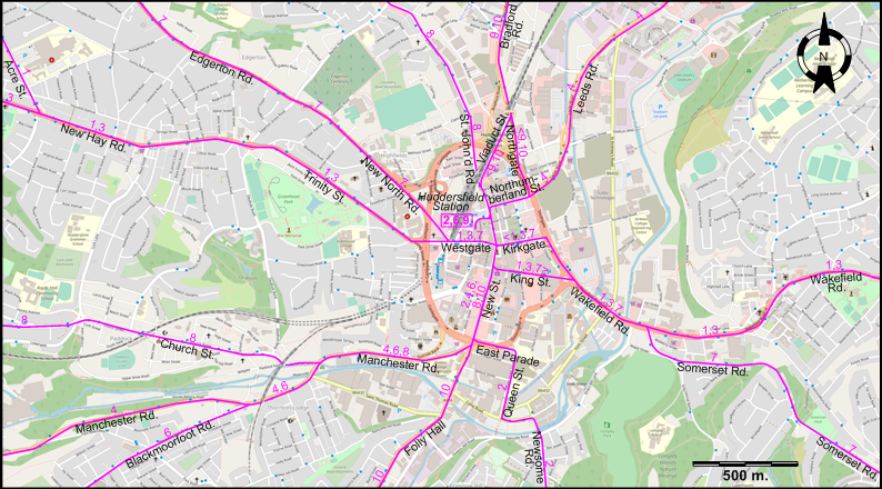 Huddersfield 1931 central tram map