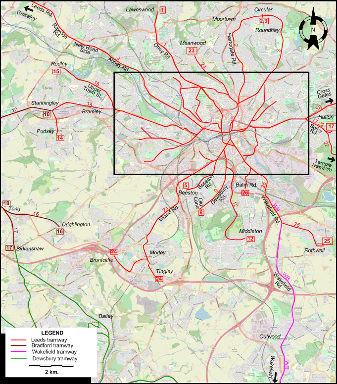 Leeds 1931 tram map