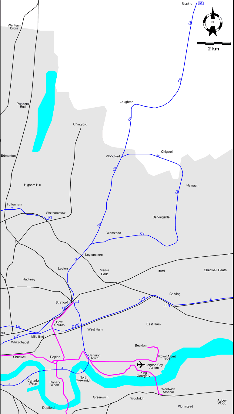 East London 2009 tram map