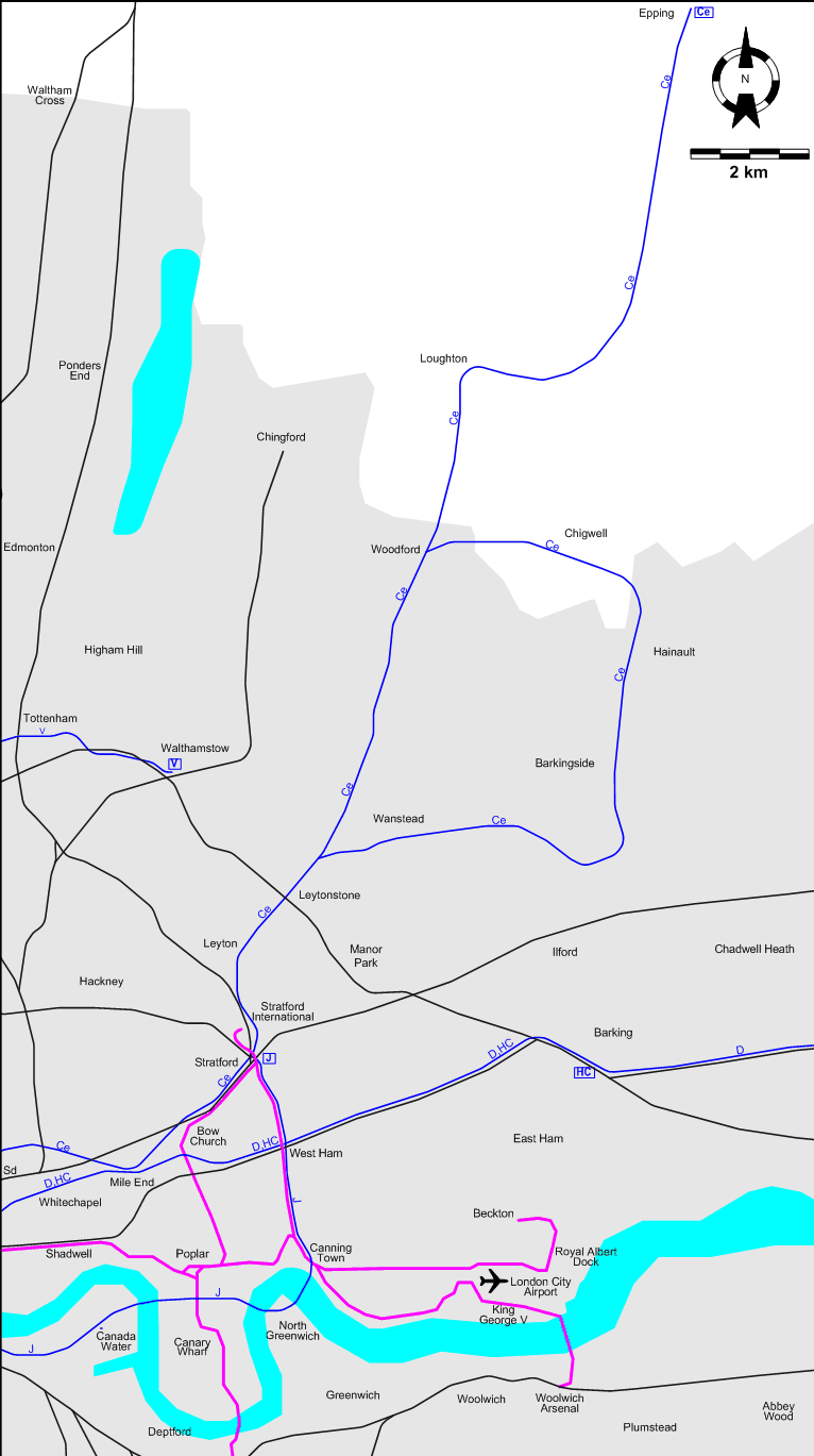 East London 2011 tram map