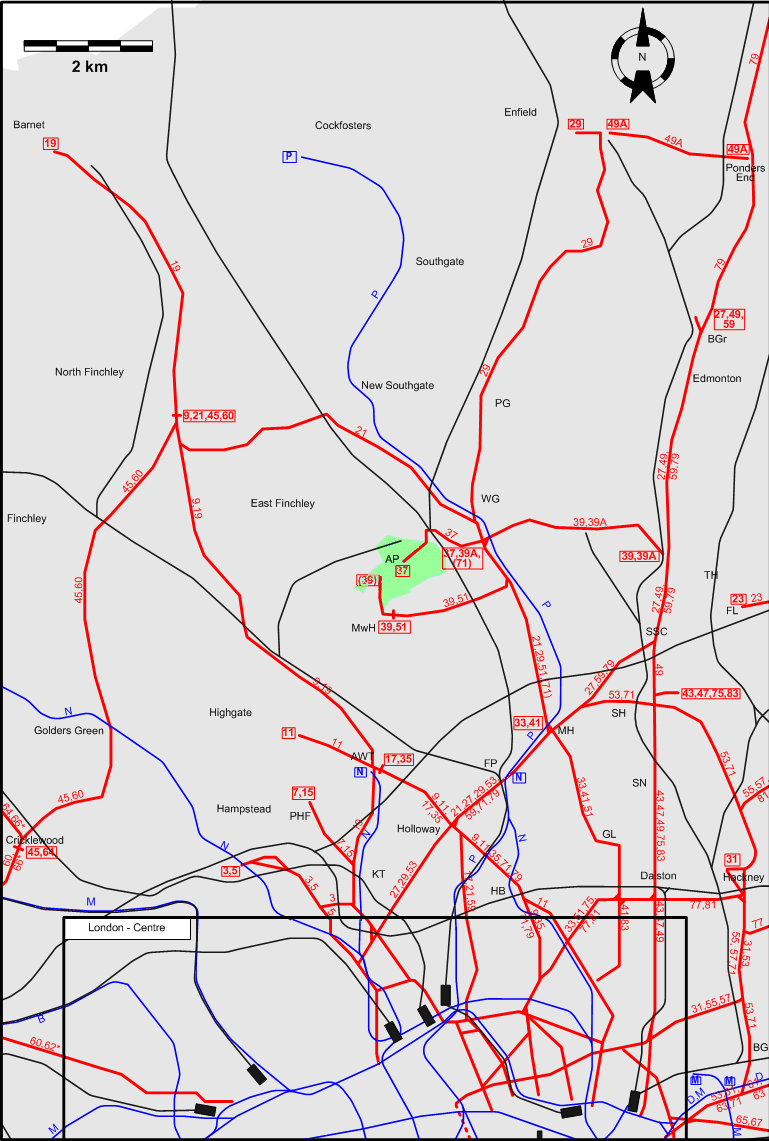 North London 1934 tram map