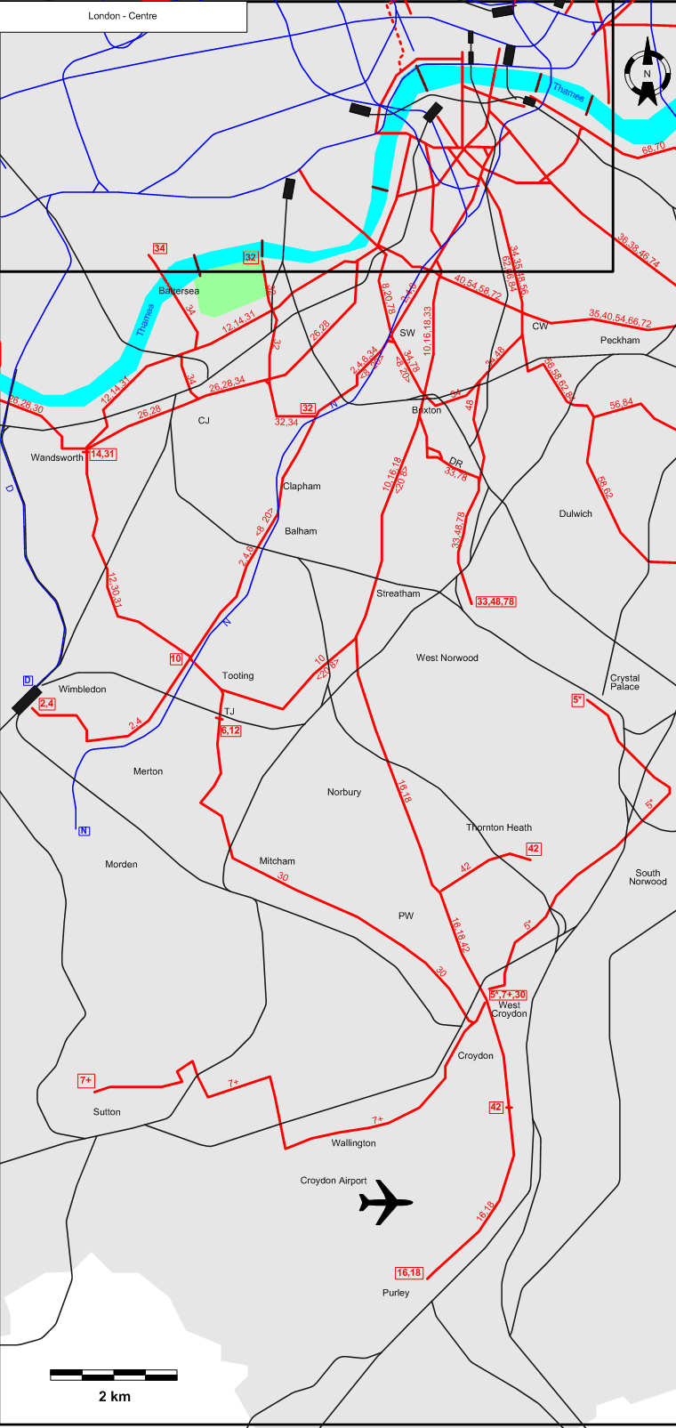 South London 1934 tram map