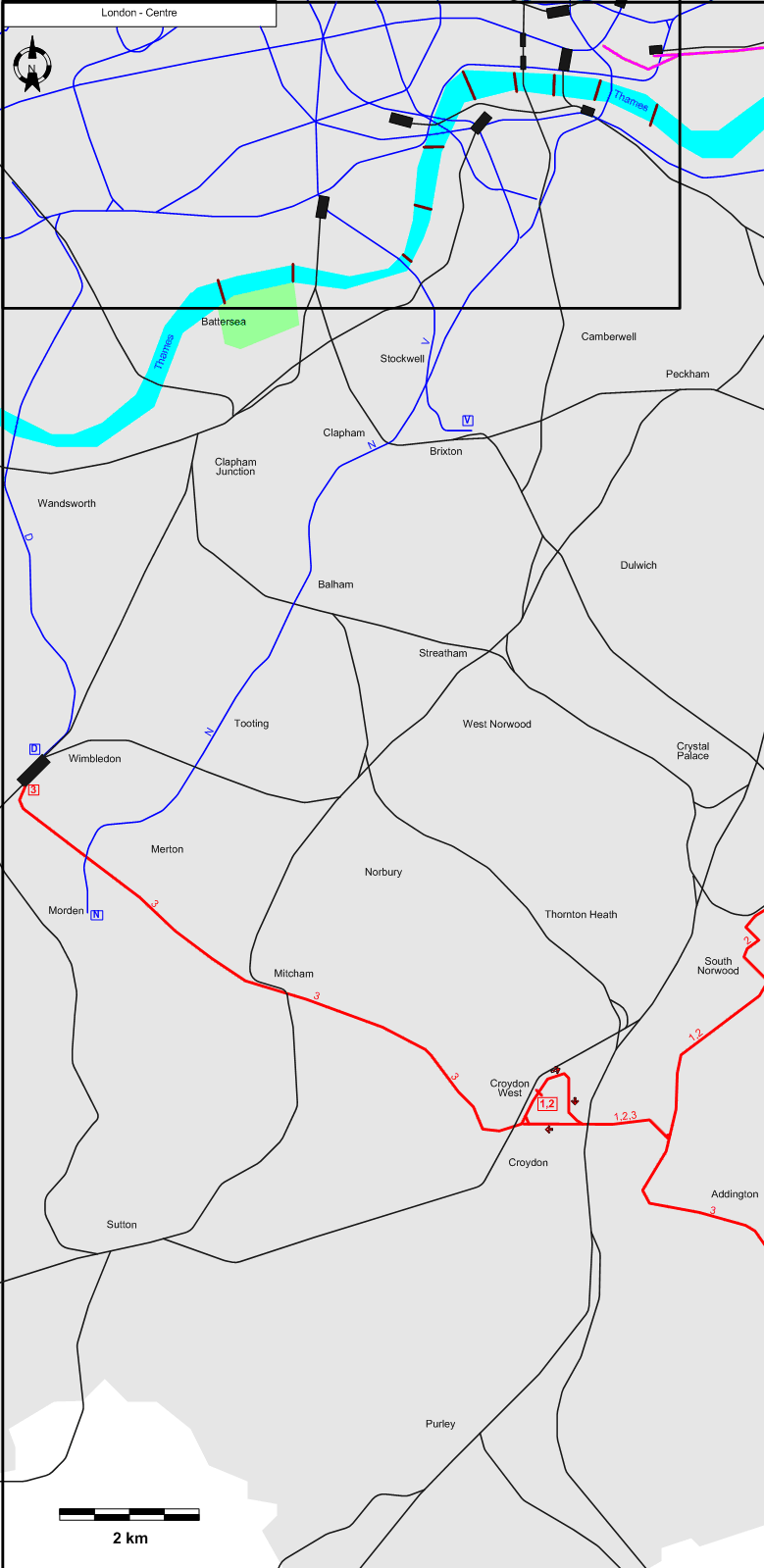 South London 2007 tram map