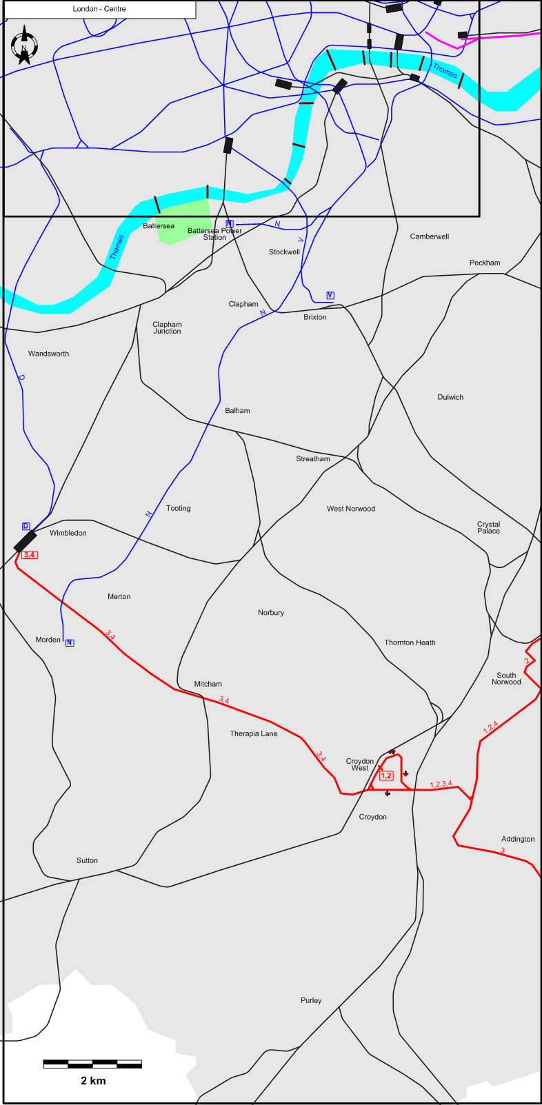 South London 2021 tram map