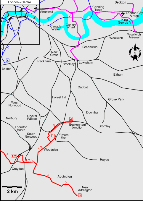 Southeast London 2009 tram map