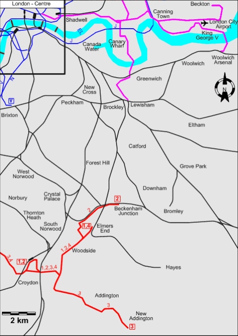 Southeast London 2012 tram map