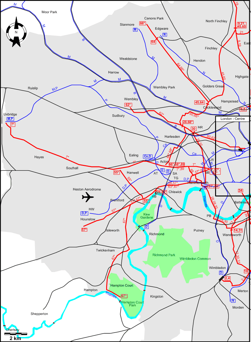 West London 1934 tram map