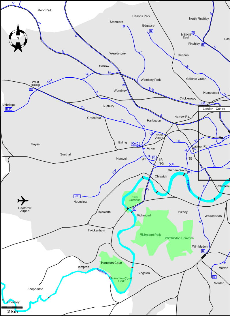 West London 1952 tram map