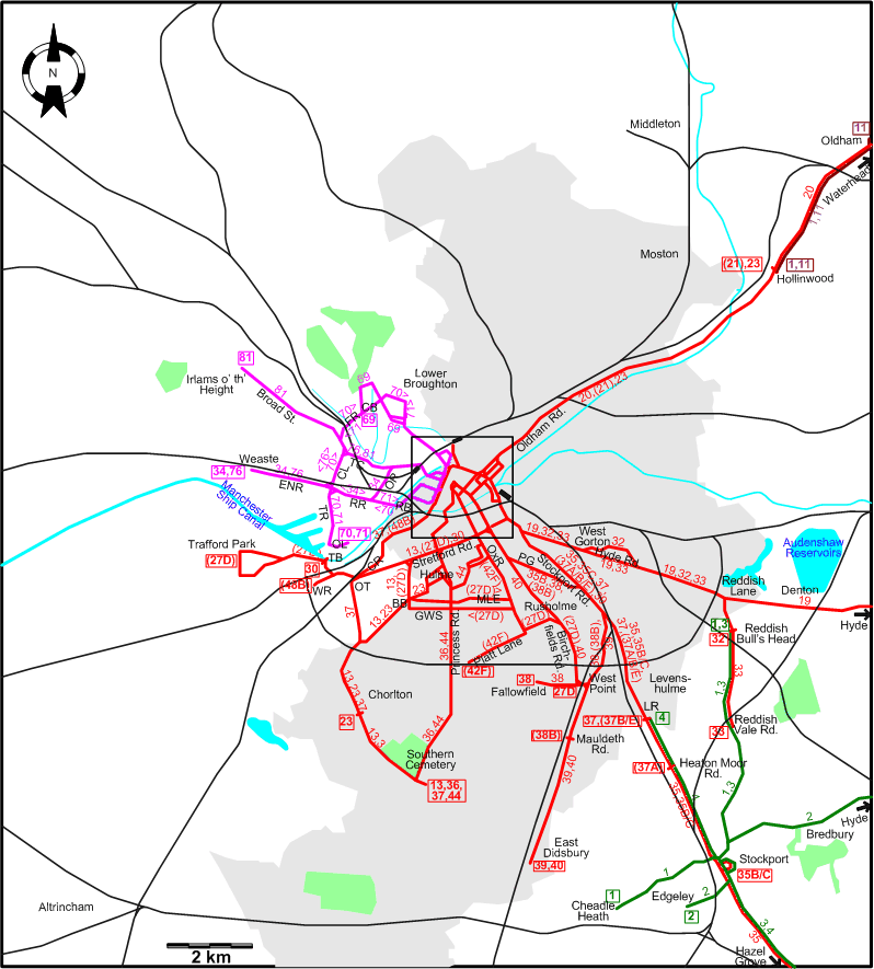 Manchester Metropolitan Region 1944 tram map