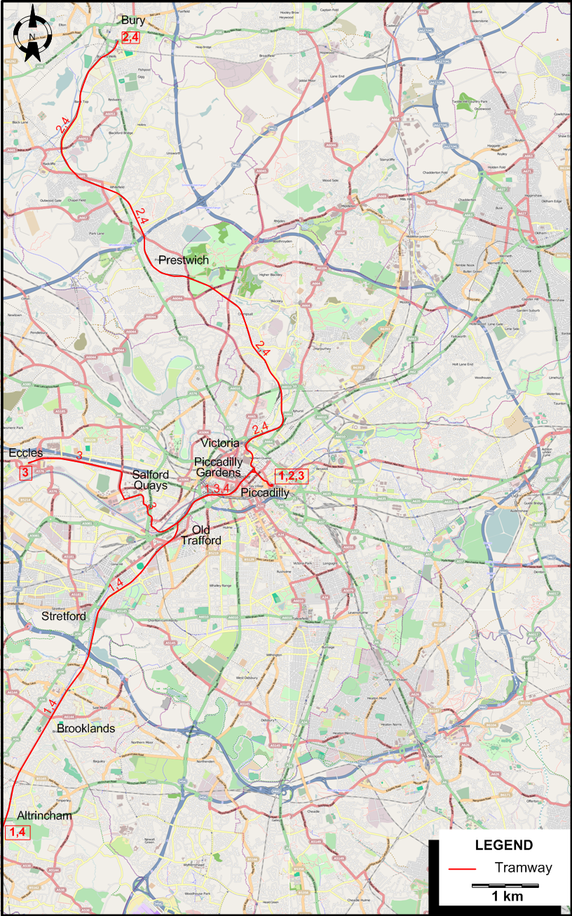 Manchester 2001 tram map