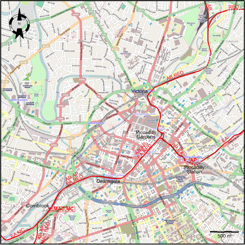 Manchester 2013 downtown tram map