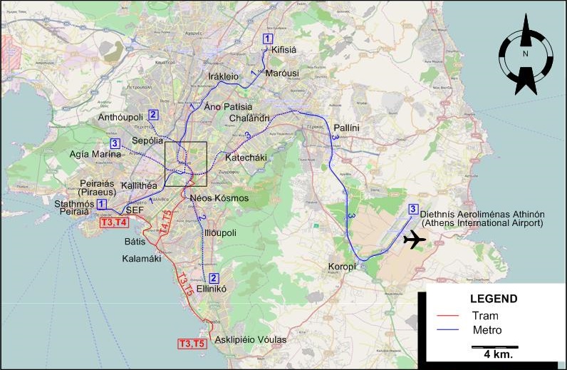 Athens Piraeus tram map 2013