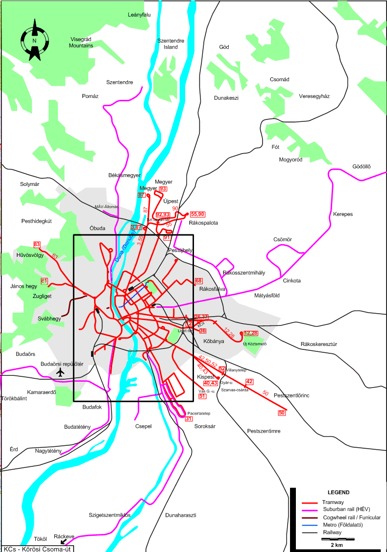Budapest tram map 1944
