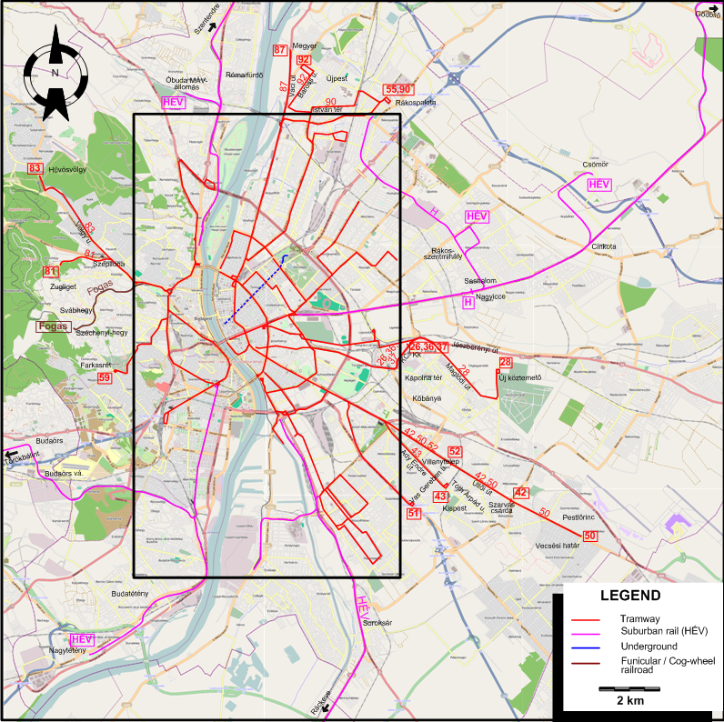 Budapest tram map 1945