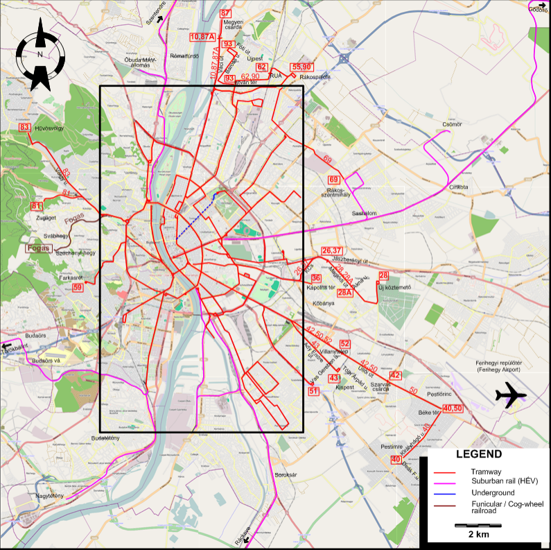 Budapest tram map 1953