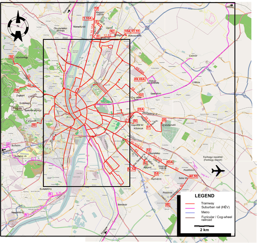 Budapest tram map 1958