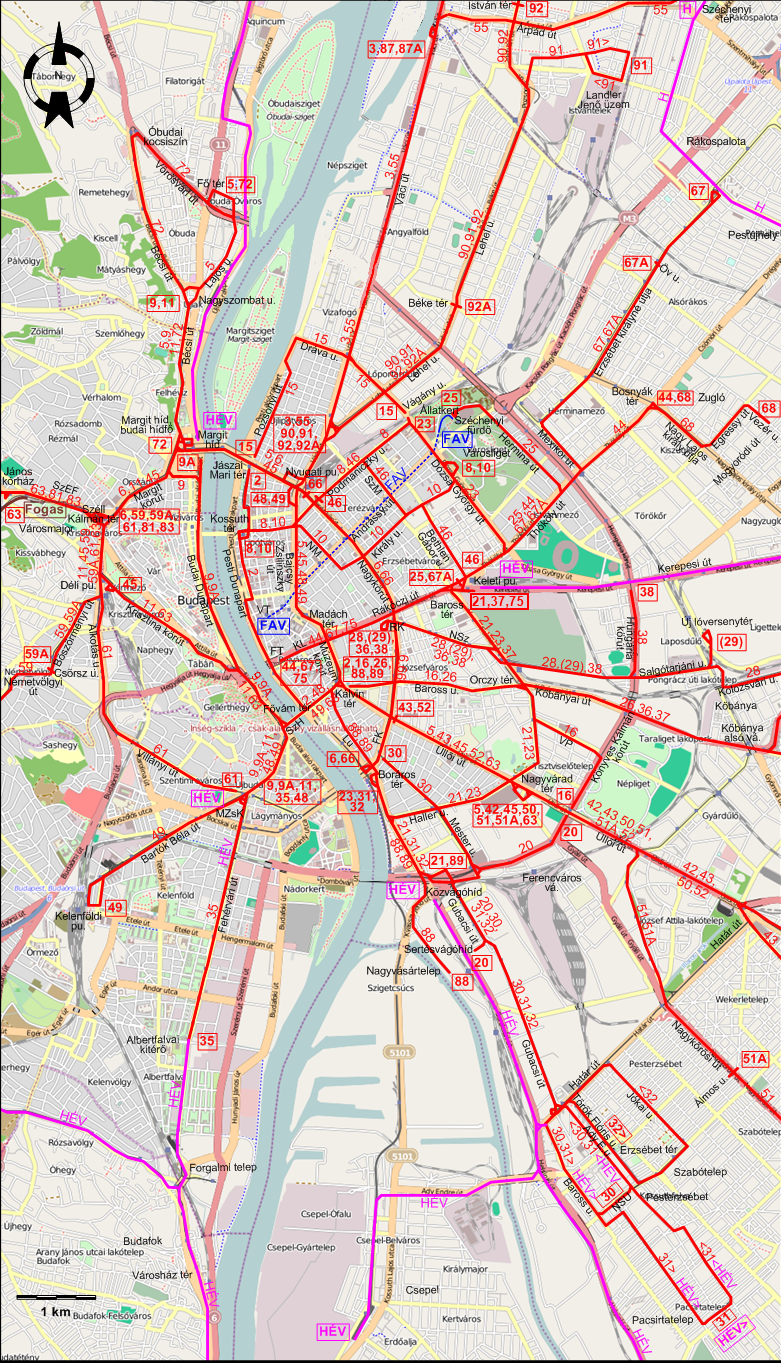 Budapest downtown tram map 1948