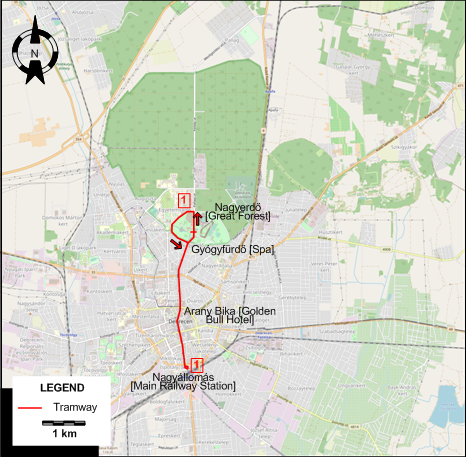 Debrecen tram map