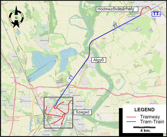 Szeged tram map