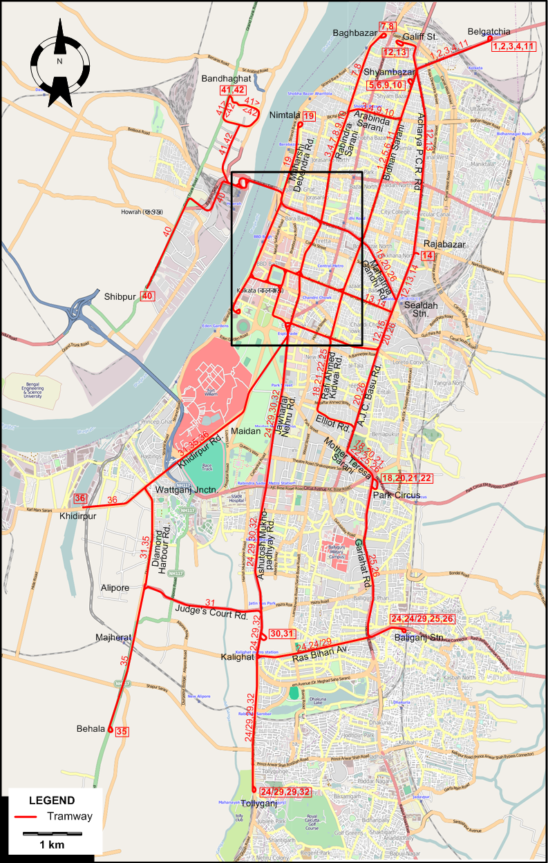 Calcutta tram map 1967