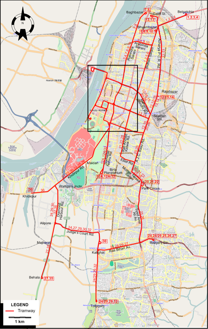 Calcutta tram map 1981