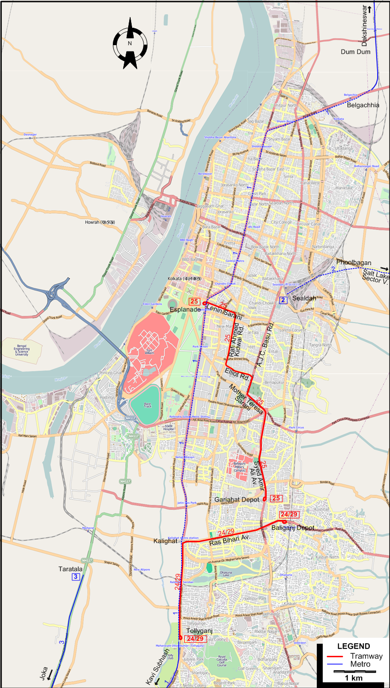 Calcutta tram map 2022