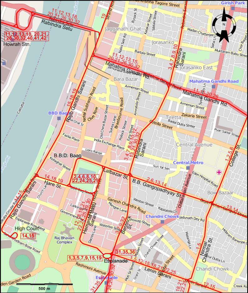 Calcutta 1967 tram map