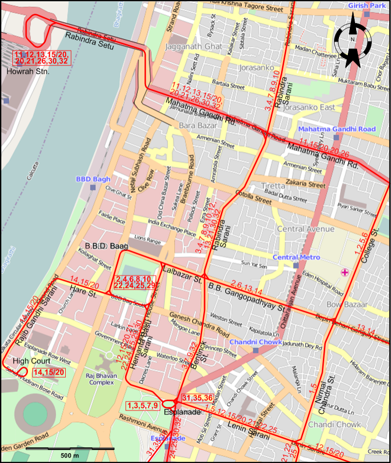 Calcutta 1977 tram map