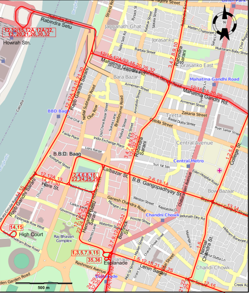 Calcutta 1981 tram map