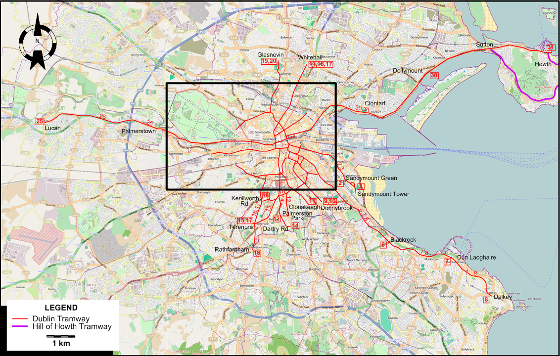 Dublin 1938 tram map