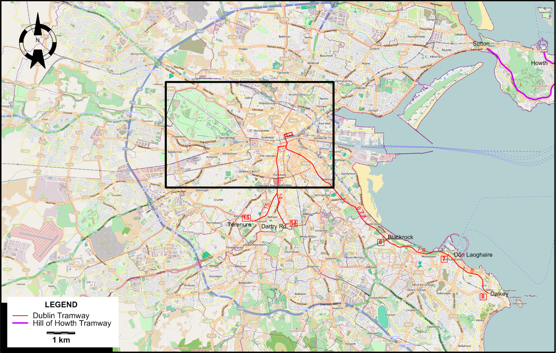 Dublin 1945 tram map