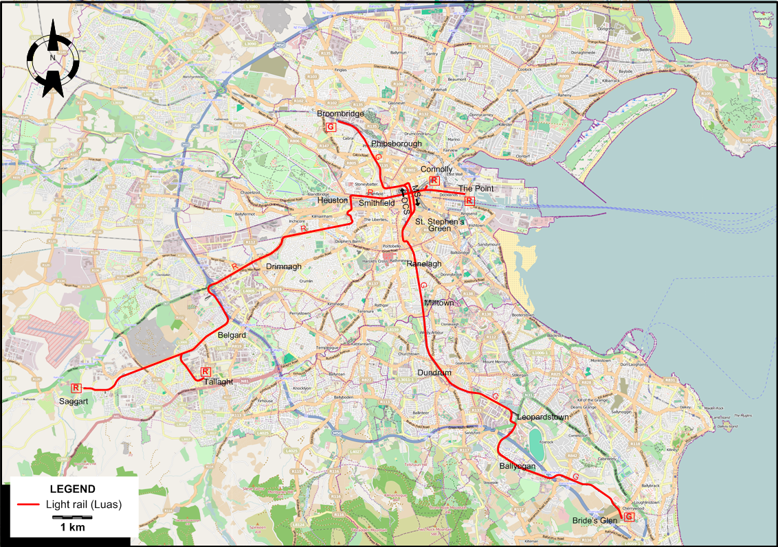 Dublin  2017 tram map