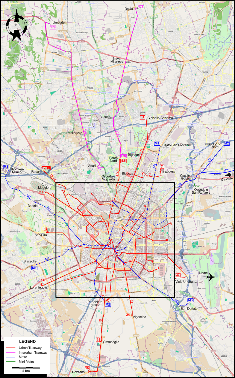 Milan 2010 tram map