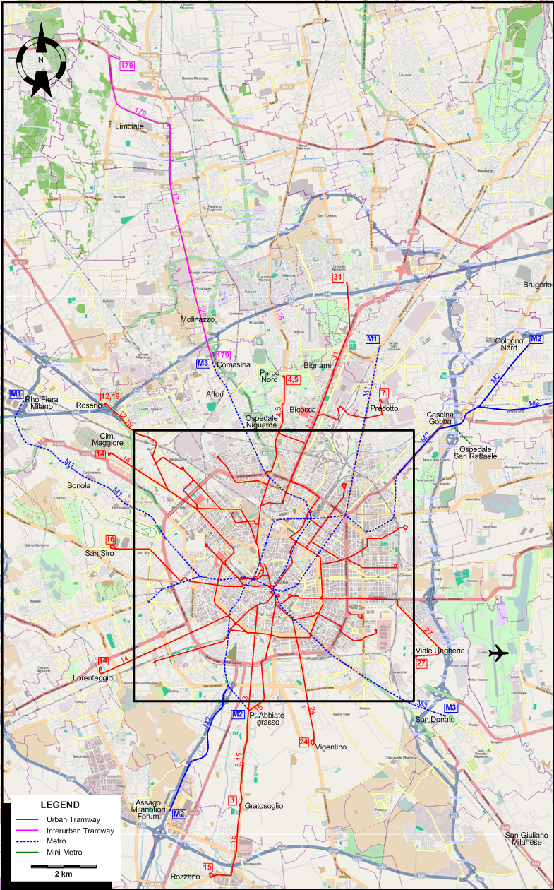 Milan 2011 tram map