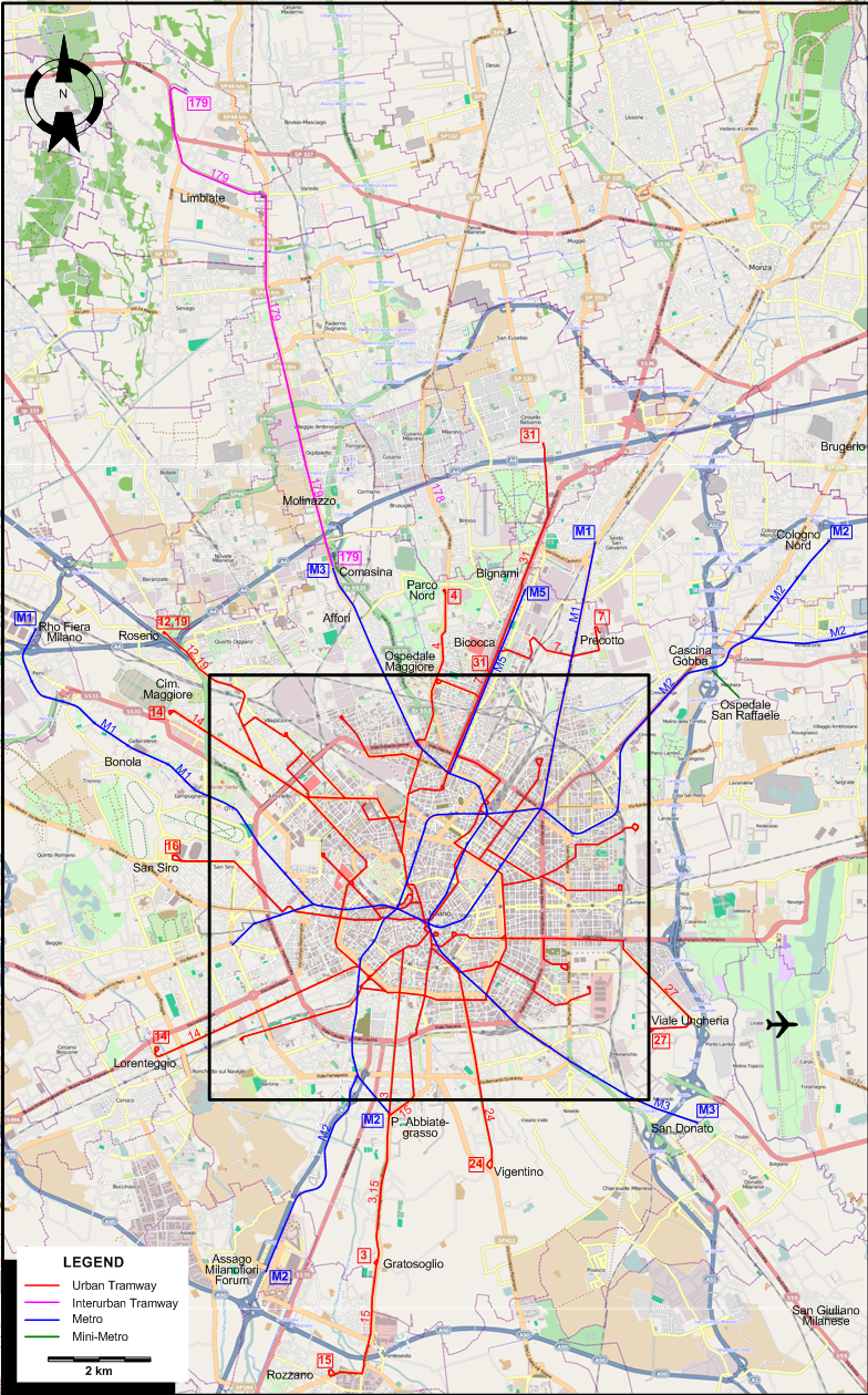 Milan 2013 tram map