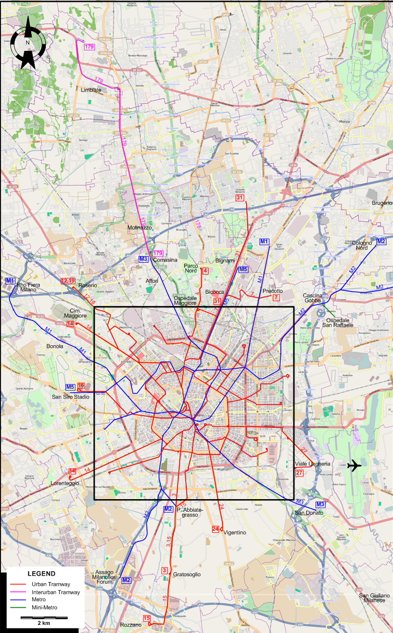 Milan 2015 tram map