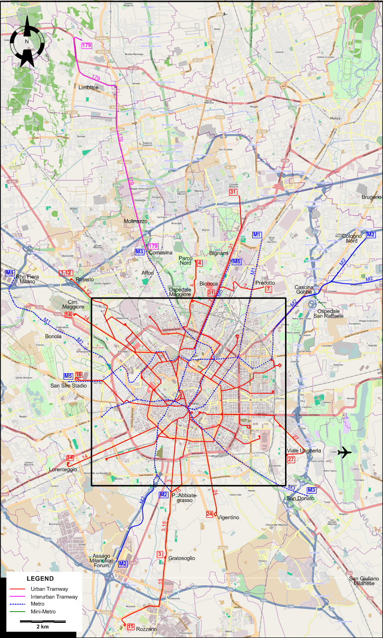Milan 2018 tram map