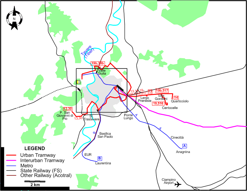 Rome 1982 tram map