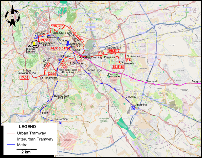 Rome 1982 tram map