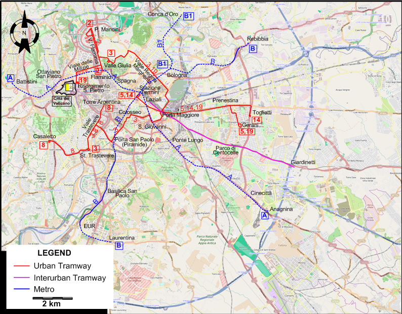 Rome 2012 tram map