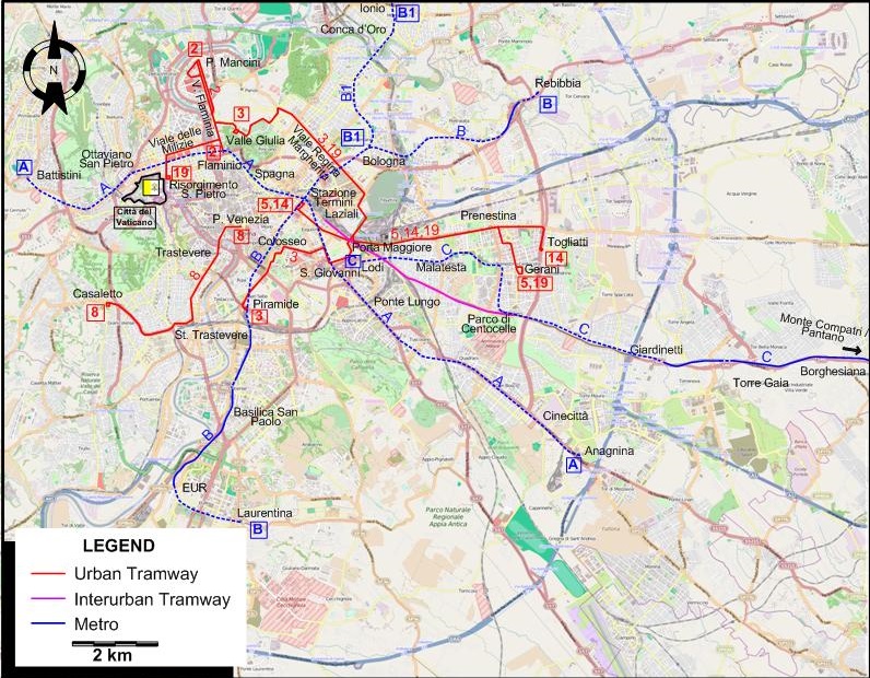 Rome 2015 tram map