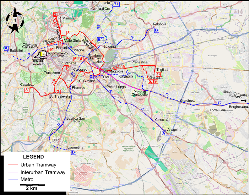 Rome 2018 tram map
