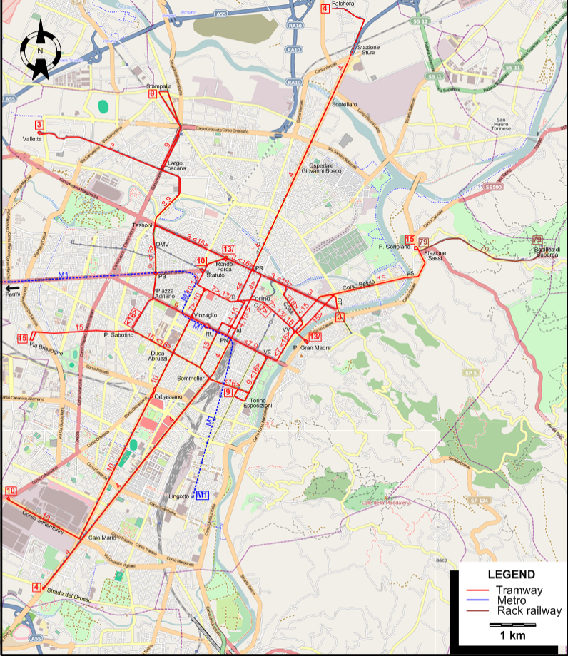Turin 2014 tram map